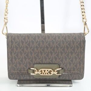 NWT Michael Kors Heather Extra-Small Logo Crossbody Bag with Brown/Olive